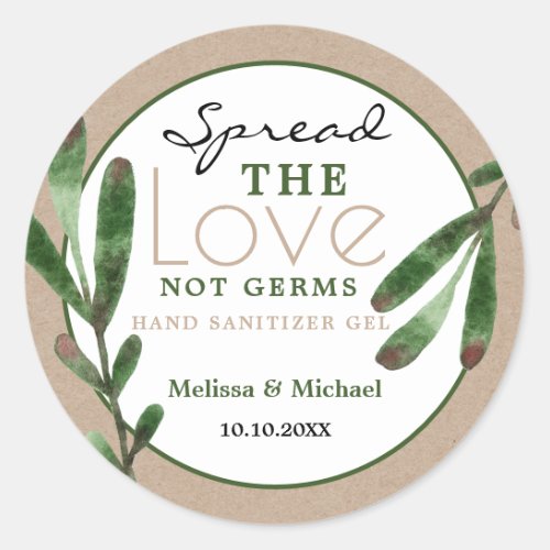 Spread Love Not Germs Wedding Hand Sanitizer Favor Classic Round Sticker