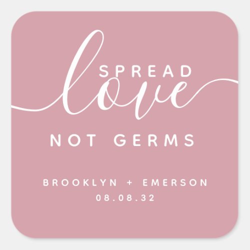 Spread Love Not Germs Wedding Hand Sanitizer Square Sticker