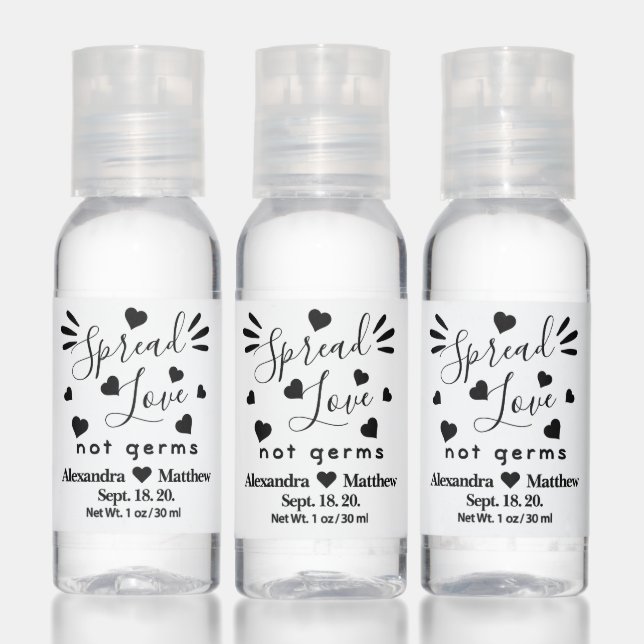Spread Love Not Germs Wedding Personalized Hand Sanitizer (Set)