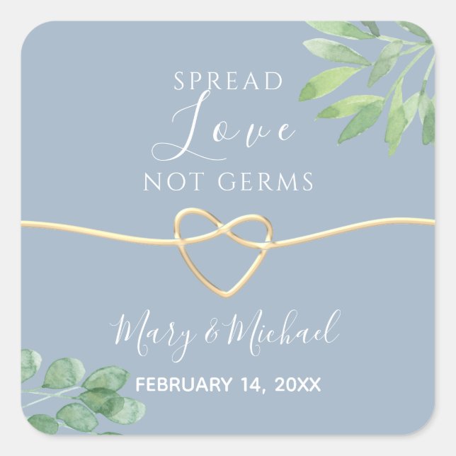 Spread Love Not Germs Wedding Square Sticker (Front)