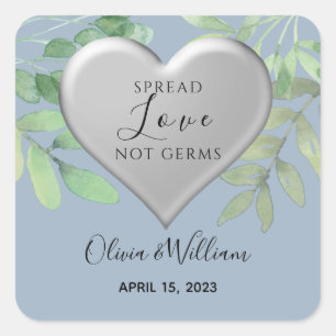 Spread Love Not Germs Wedding Square Sticker