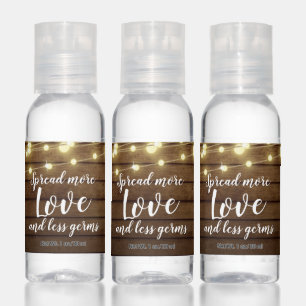 Spread Love not Germs Wood and Lights Rustic Hand Sanitizer