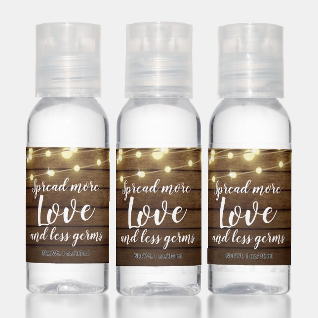 Spread Love not Germs Wood and Lights Rustic Hand Sanitizer (Set)
