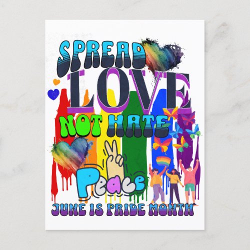 Spread Love Not Hate  June is Pride Month Postcard
