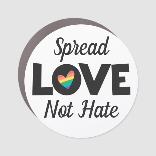 Spread Love not hate LGBT pride rainbow heart Car Magnet