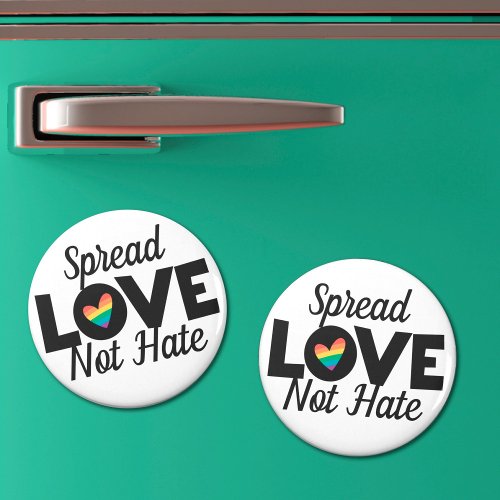 Spread Love not hate LGBT pride rainbow heart  Magnet