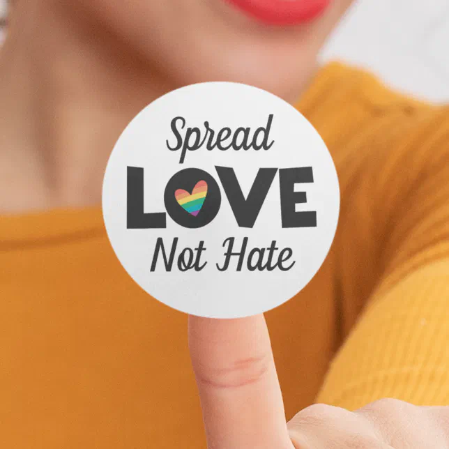 Spread Love Not Hate Lgbt Rainbow Heart Classic Round Sticker Zazzle