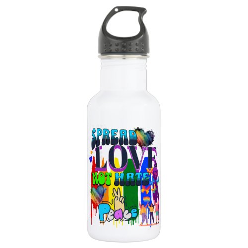 Spread Love Not Hate  LGBTQI Pride Stainless Steel Water Bottle