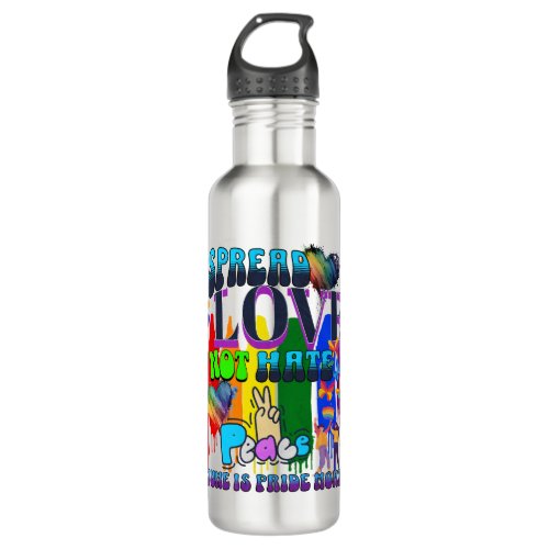Spread Love Not Hate  LGBTQI Pride Stainless Steel Water Bottle
