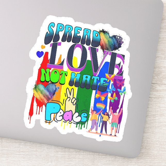 Spread Love Not Hate | LGBTQI+ Pride Sticker (Detail)
