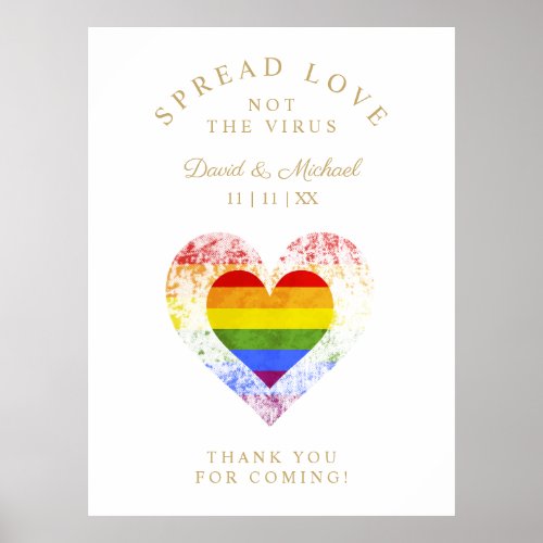 Spread Love Pride Rainbow Heart LGBT Wedding Poster