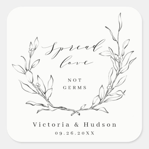 Spread Love Simple elegance botanical wreath Square Sticker