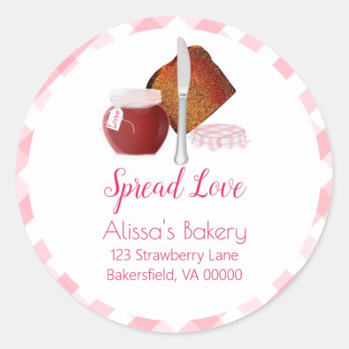 Spread Love Toast and Jam Address Classic Round Sticker