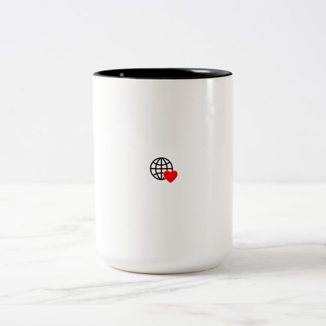 Spread Love & Unity – Heart & Globe Coffee Mug (Center)