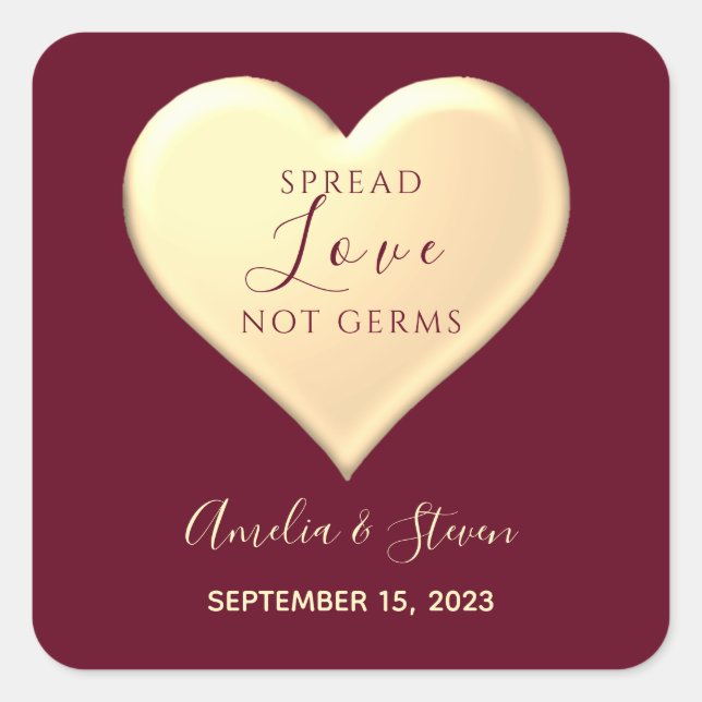 Spread Love Wedding Favor Square Sticker (Front)