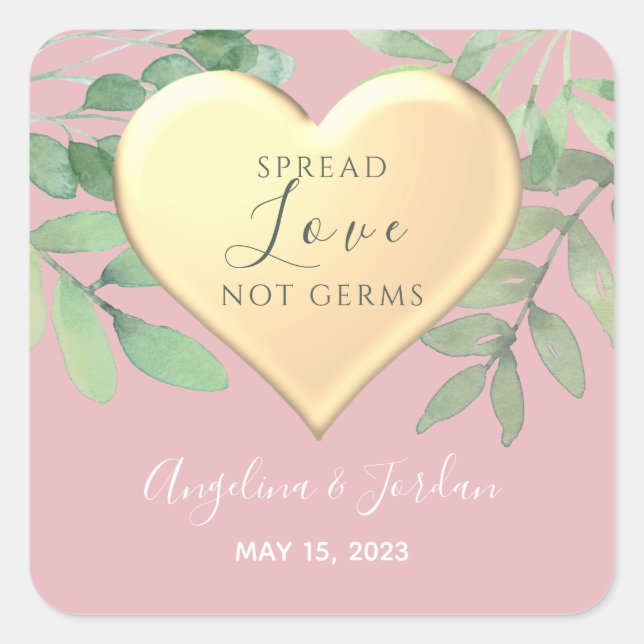 Spread Love Wedding Favor Square Sticker (Front)
