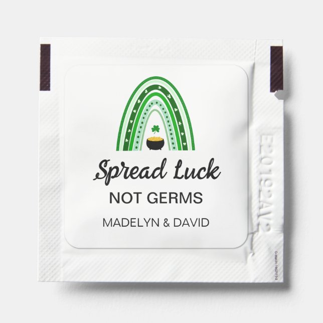 Spread Luck Not Germs St. Patrick's Day Wedding Hand Sanitizer Packet (Sticker on Packet)