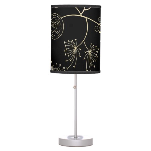 Spread of Love Golden Black Abstract Flowers Table Lamp