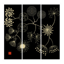 `Spread of Love` Golden Black Abstract Flowers