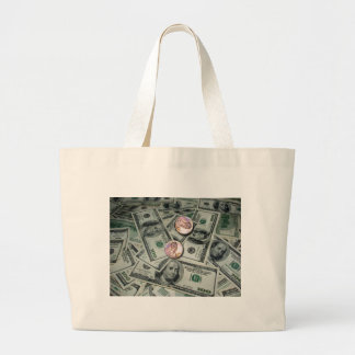 Spread of Money & Two Cents Large Tote Bag