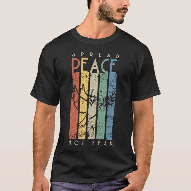 Spread Peace Not Fear Retro Stripes Dove T-shirts  (Front)