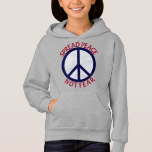 Spread Peace Not Fear Symbol Blue Red Hoodie