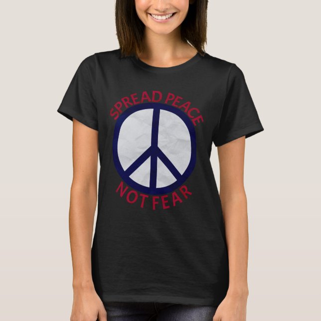 Spread Peace Not Fear Symbol Blue Red Women Tee (Front)