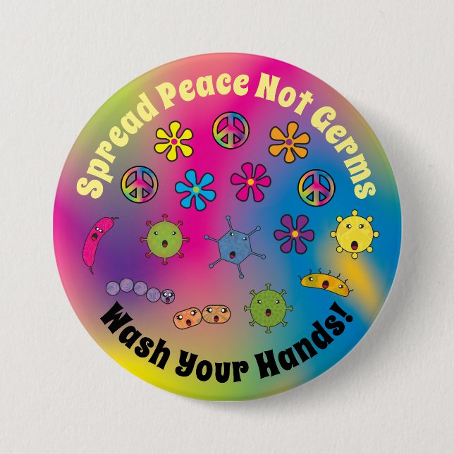 Spread Peace Not Germs Cute Cartoon Germs Button (Front)
