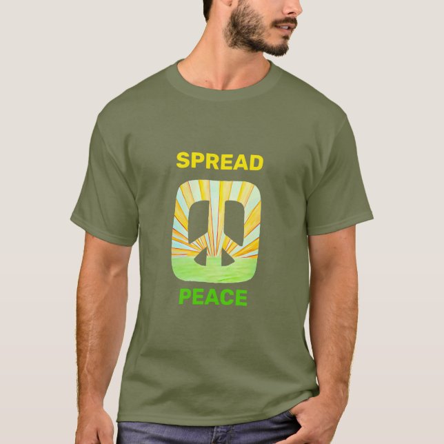 Spread Peace Rays Basic Dark T-Shirt (Front)