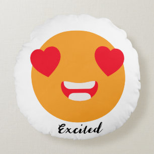 Spread Smiles on Emoji Day: Excited Emoji Round Pillow