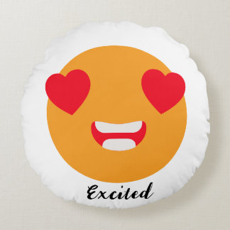 Spread Smiles on Emoji Day: Excited Emoji Round Pillow