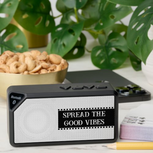 Spread the good vibes white and black bluetooth speaker