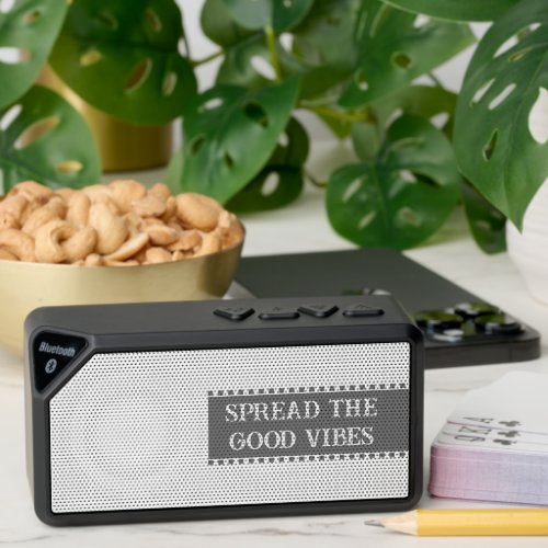 Spread the good vibes white and grey bluetooth speaker