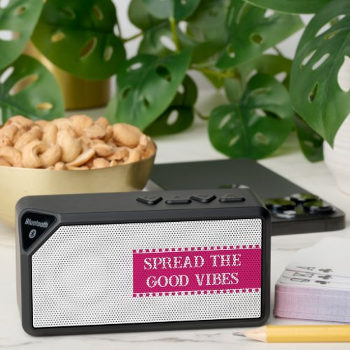 Spread the good vibes white and pink bluetooth speaker