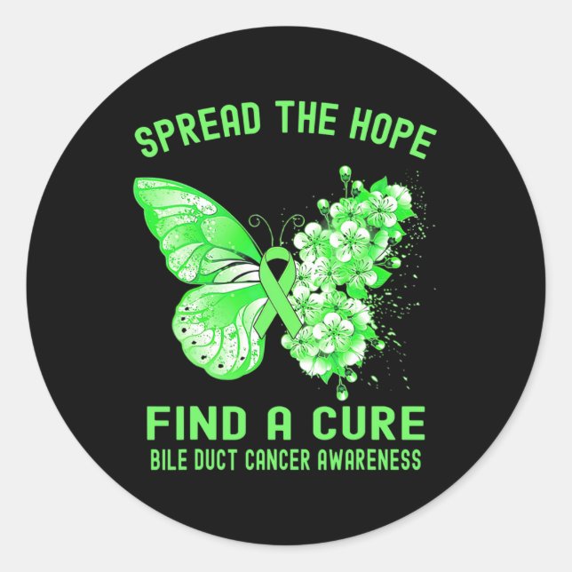Spread The Hope Find A Cure Bile Duct Cancer Aware Classic Round Sticker (Front)