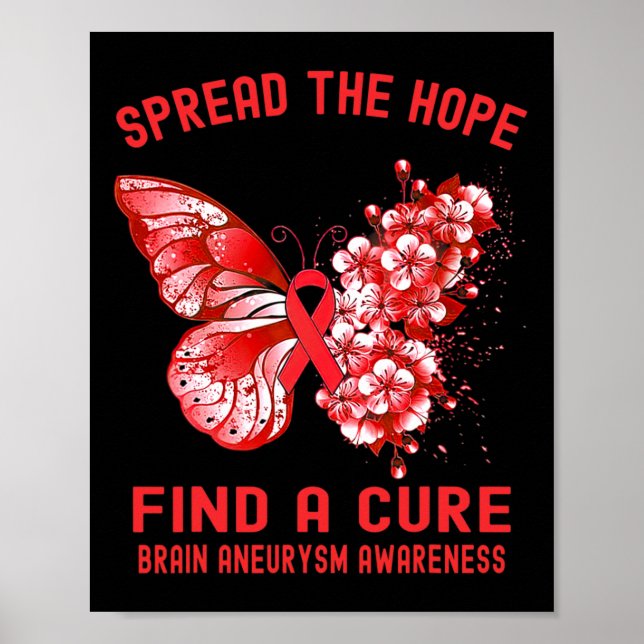 Spread The Hope Find A Cure Brain Aneurysm Awarene Poster (Front)