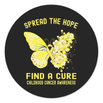 Spread The Hope Find A Cure Childhood Cancer Aware Classic Round Sticker