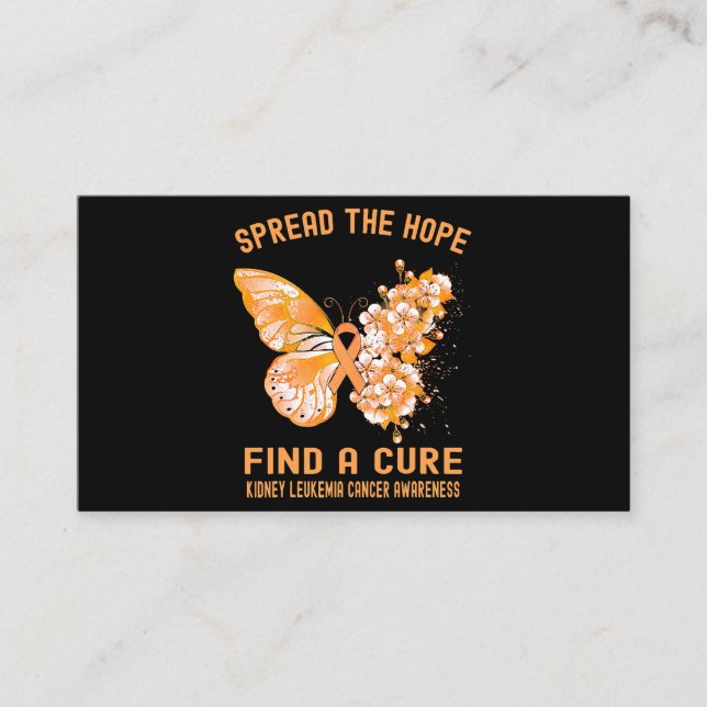 Spread The Hope Find A Cure Kidney Leukemia Cancer Business Card (Front)