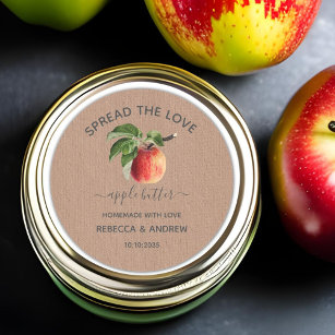 Spread The Love Apple Butter Kraft Paper Favor   Classic Round Sticker