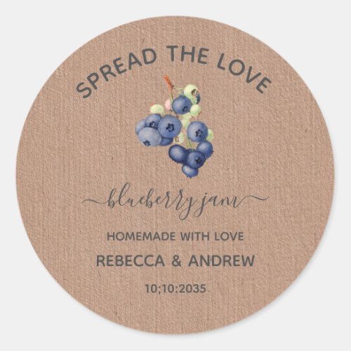 Spread The Love Blueberry Jam Kraft Paper Favor  Classic Round Sticker