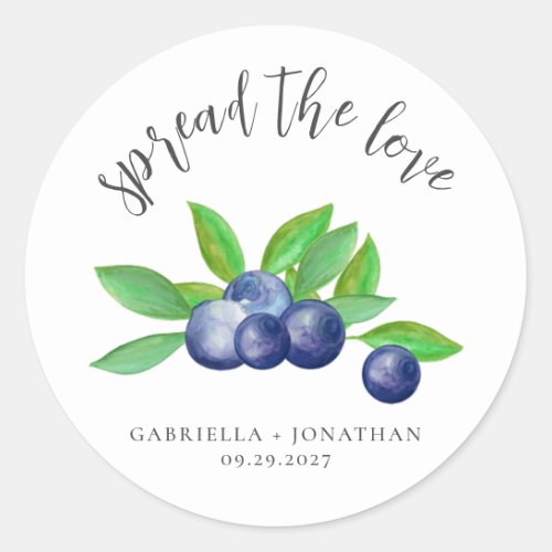 Spread The Love Blueberry Jam Wedding Favor Classic Round Sticker