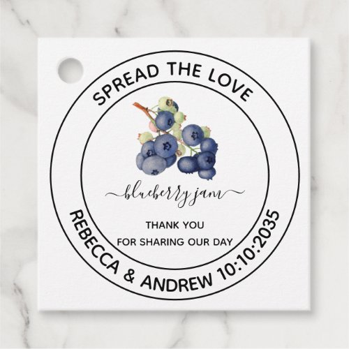 Spread The Love Blueberry Jam Wedding  Favor Tags