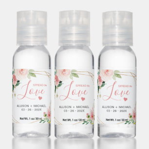 Spread the Love Blush Pink Floral Gold Geometric Hand Sanitizer