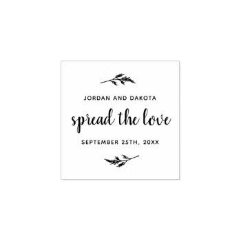 Spread The Love | Custom Names & Date Wedding Rubber Stamp by suchicandi at Zazzle