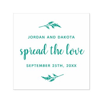 Spread The Love | Custom Names & Date Wedding Self-inking Stamp by suchicandi at Zazzle