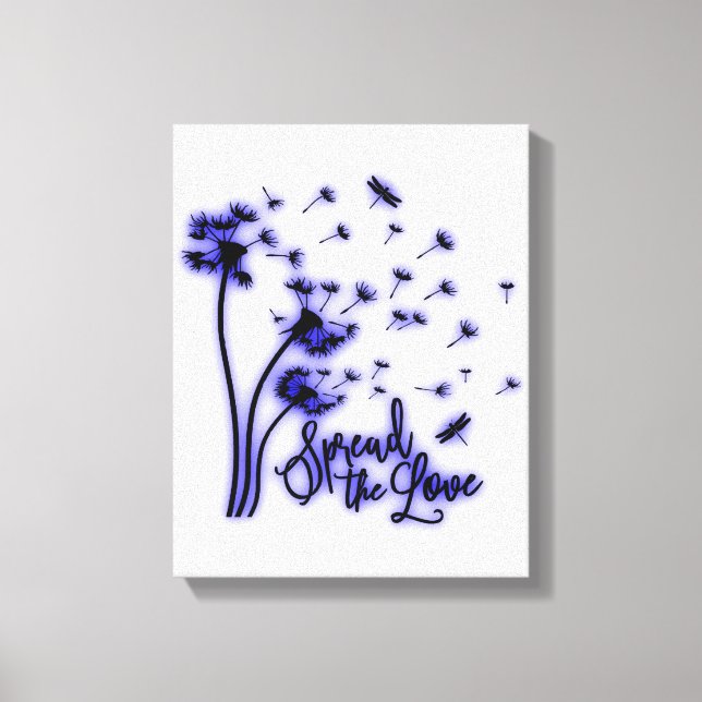 Spread The Love Dandelions and Dragonflies Canvas Print (Front)