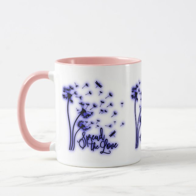 Spread The Love Dandelions and Dragonflies Mug (Left)