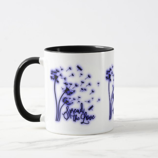 Spread The Love Dandelions and Dragonflies Mug (Left)