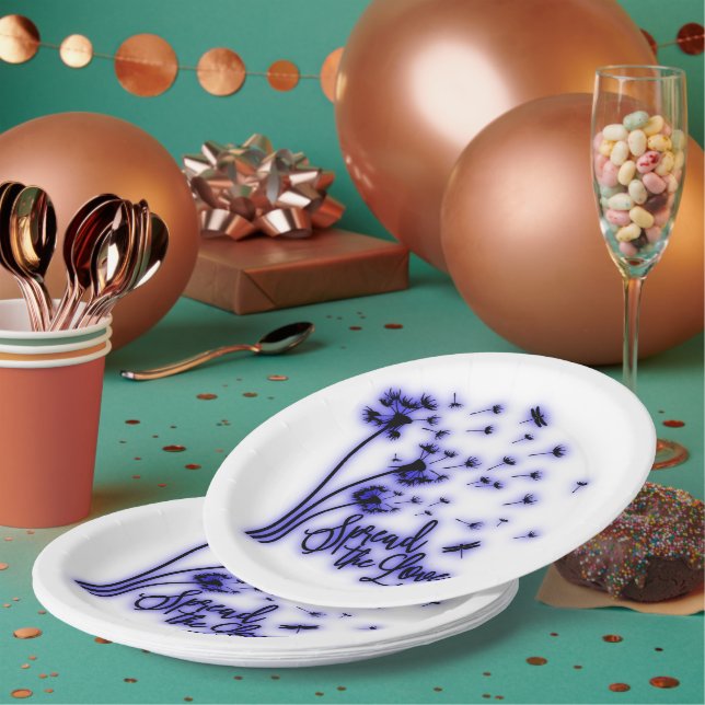 Spread The Love Dandelions and Dragonflies Paper Plates (Multi)