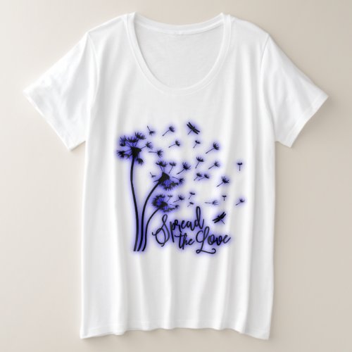 Spread The Love Dandelions and Dragonflies Plus Size T_Shirt